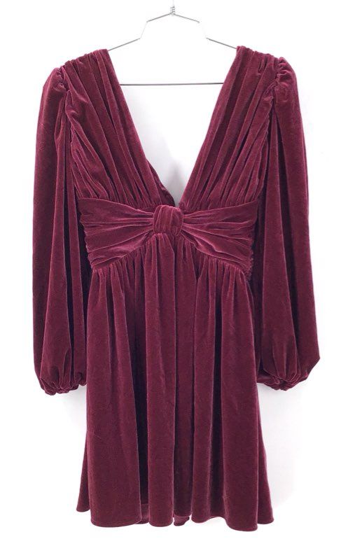 Gianni Bini NWT Jam Mariah Velvet Ruched V-Neck Mini Dress Women's Siz