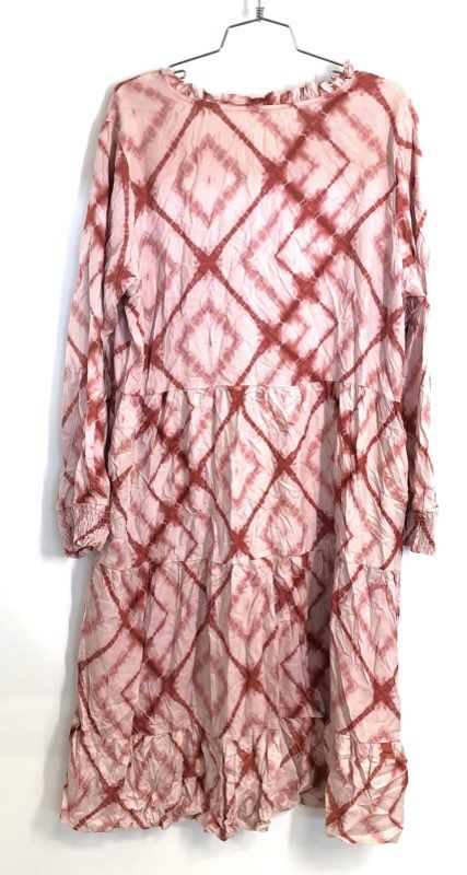Evy's Tree Women's The Quinn Tiered Dress Red White Tie Dye Diamond Sz L