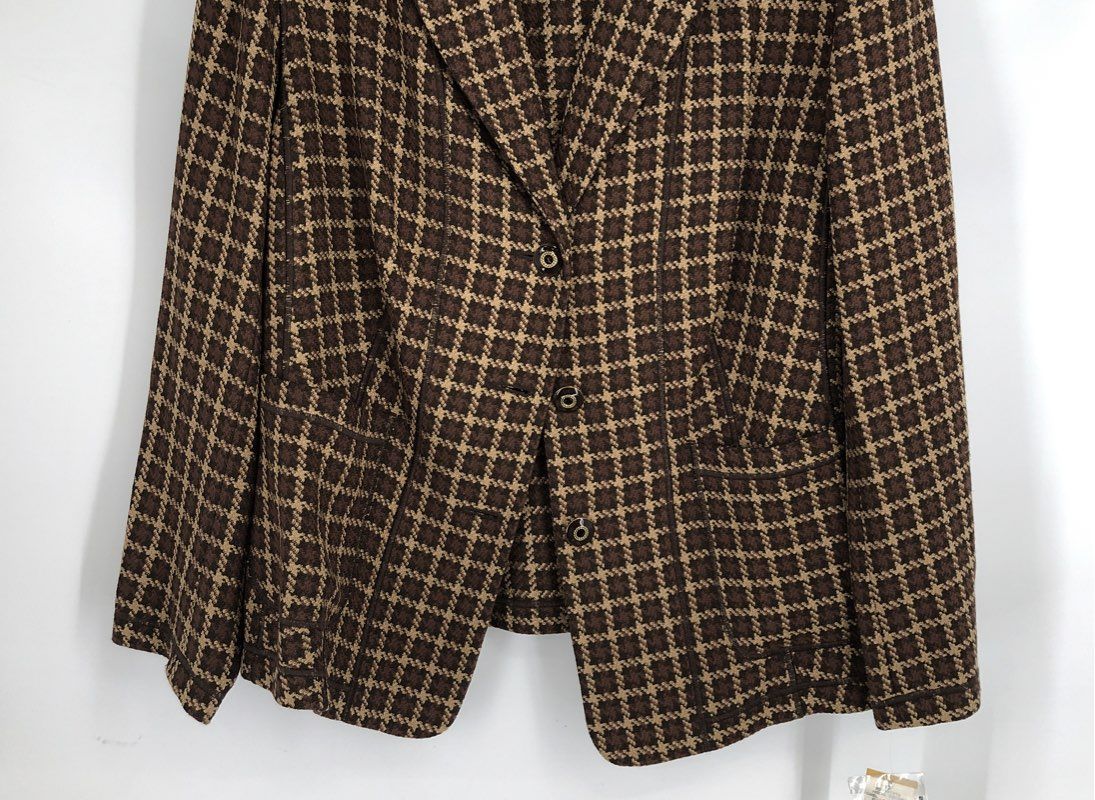 NWT Kasper Women's Brown Plaid Blazer - Size 16W