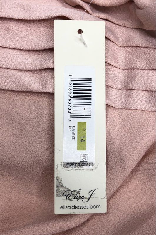 Eliza J Women's Blush Pink Halter Neck Pleated Gown Maxi Dress Sz 14 NWT