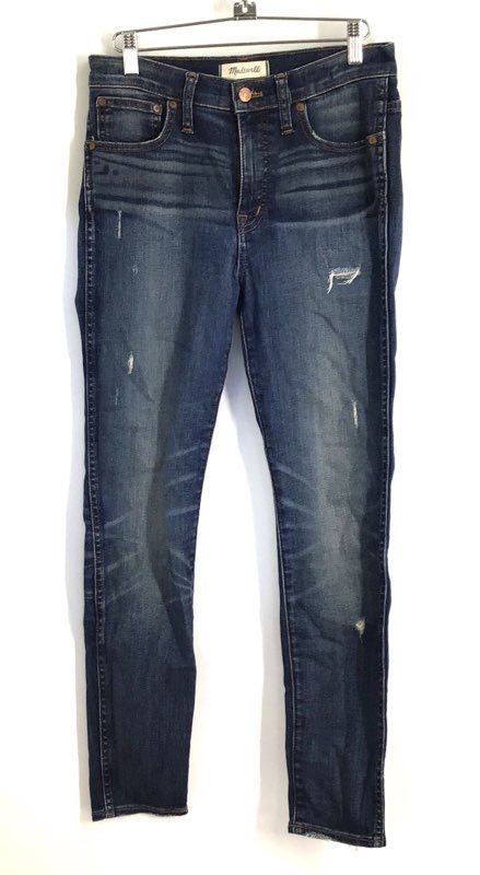 Madewell Women's 9" High-Rise Skinny Jeans Blue Distressed Sz 27