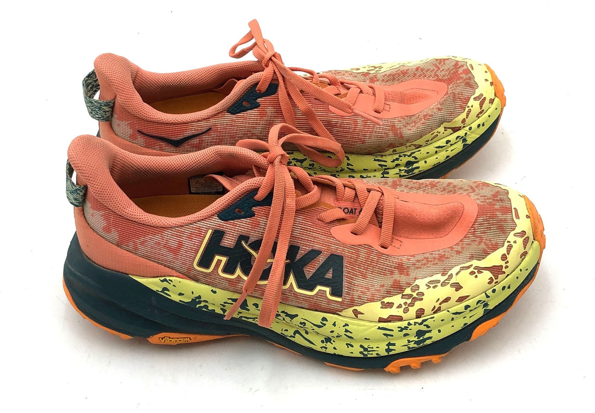 Hoka One One Speedgoat 5 Coral Orange Yellow Trail Running Shoes Women's 8.5