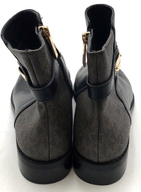 Michael Kors SG20H Black Leather Monogram Canvas Ankle Boots Size 6M
