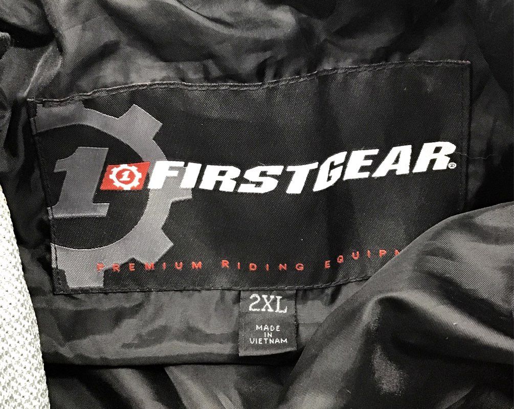 FirstGear Men's Armored Riding Motorcycle Jacket Gray Black Mesh Padded Sz 2XL