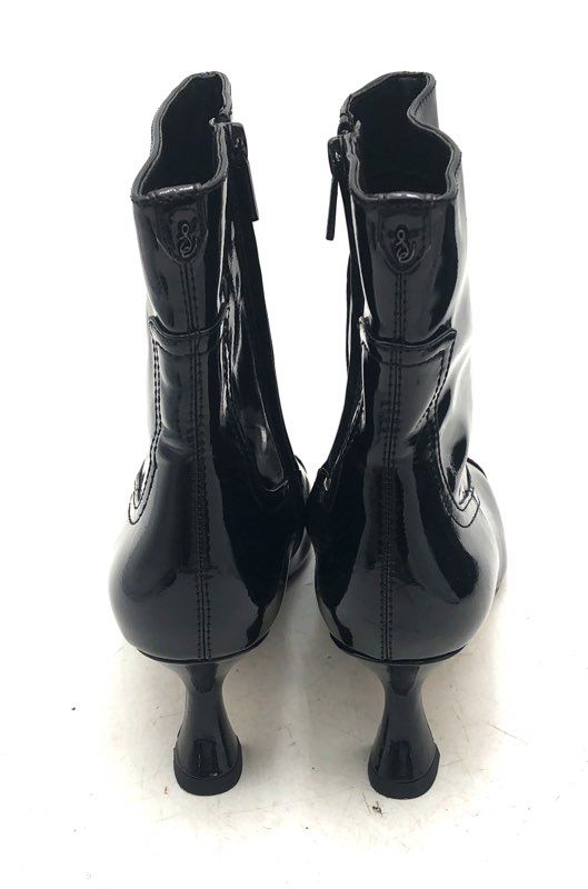 Sam Edelman Livia Black Patent Cap Toe Ankle Booties Kitten Heel Size 10