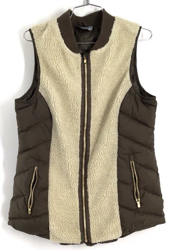 Athleta Women&#39;s Brown Beige Puffer Vest - Size Medium