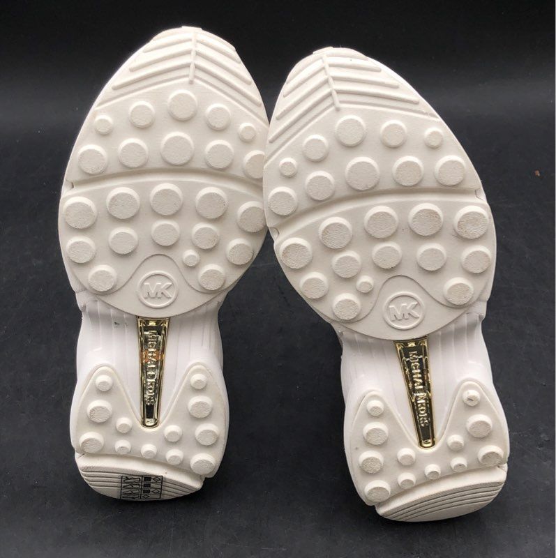 Michael Kors Skyler Knit Sock Sneaker Cream Gold High Top Bootie Size 6