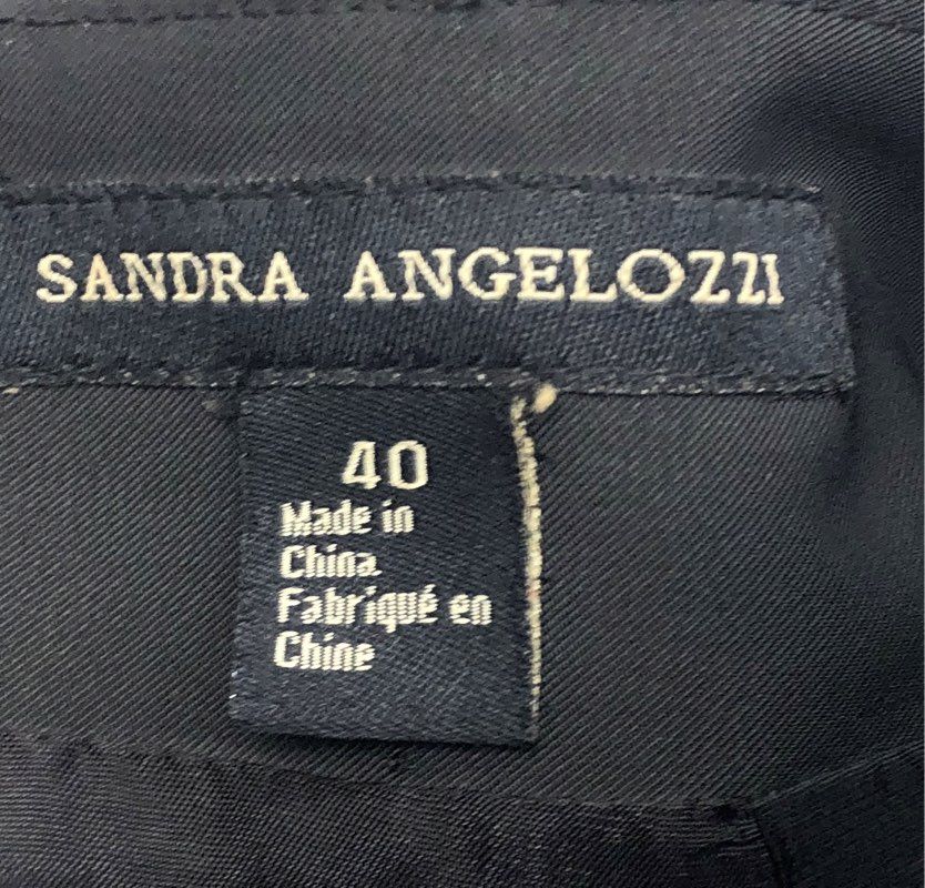 Sandra Angelozzi Women's Black Belted Straight Skirt Center Vent Size 40