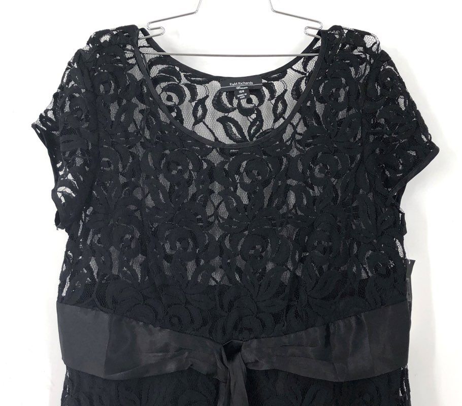 NWT R & M Richards Women's Black A-Line Dress - Size 16W
