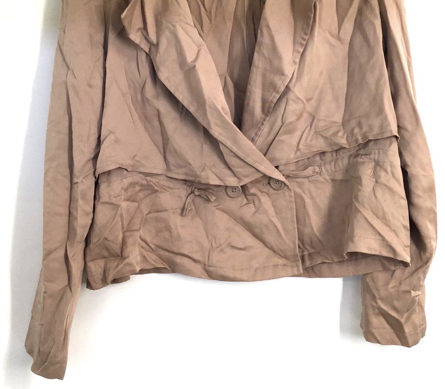 BB Dakota Women's Tan Draped Double Breasted Lyocell Cropped Jacket Sz M
