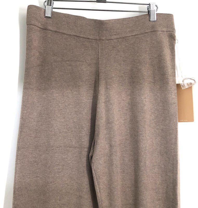 Cyrus Women's Wide Leg Knit Pants Buckskin Brown Heather Rayon Blend Sz M NWT