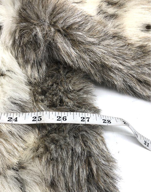 Lady Suzette Women's Faux Fur Coat Grey Tan Spotted Vintage 70s Made in USA