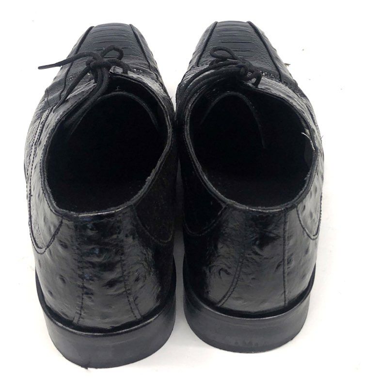 Stacy Adams Black Ostrich Leg Embossed Leather Oxford Dress Shoes Men's Size 10