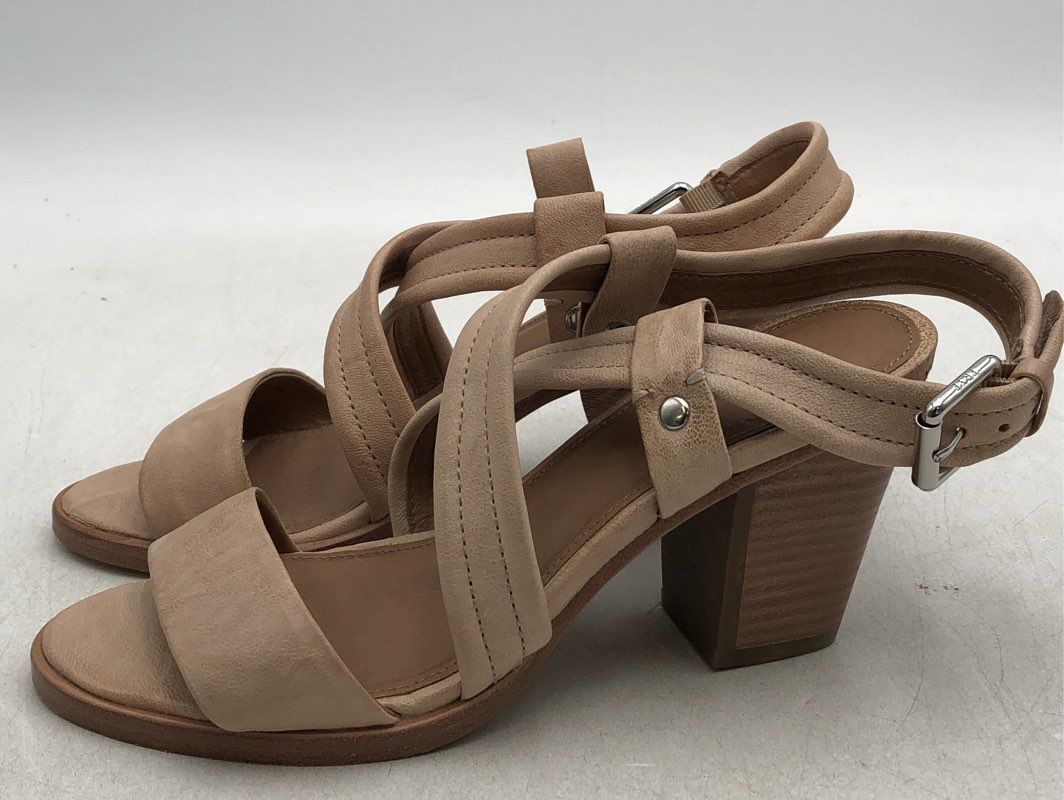 Frye Women&#39;s Beige Open Toe Block Heel Criss Cross Strappy Sandals - Size 6.5 M