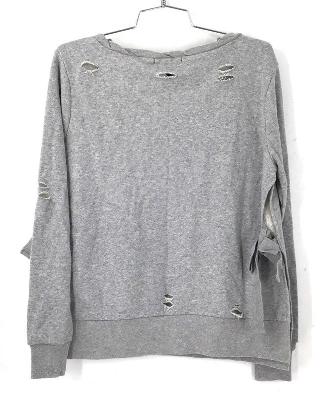 NWT Romeo & Juliet Couture Gray Distressed Side Tie Sweatshirt Pullover Womens S