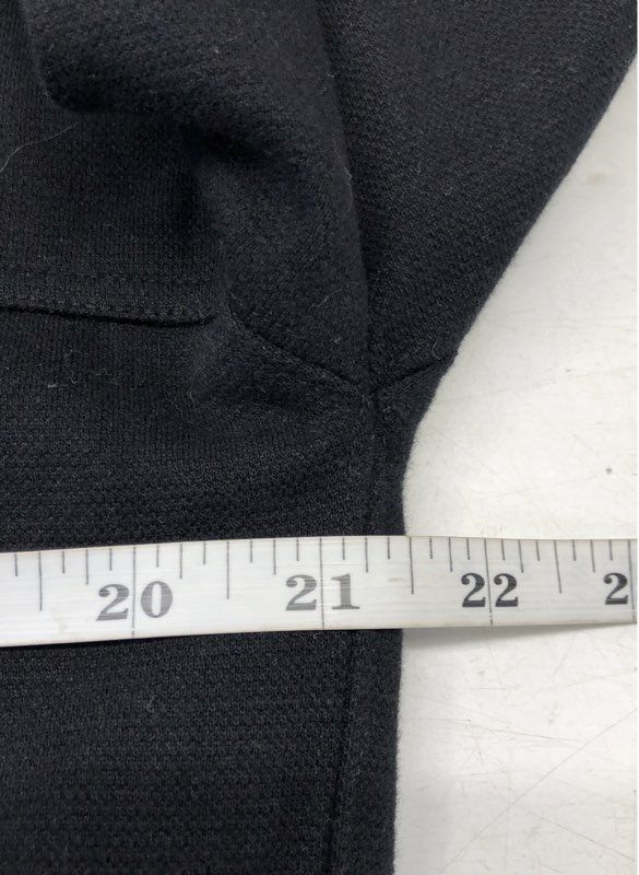 Madewell Women's Black Shift Dress Leather Trim Neckline 3/4 Sleeve Size M