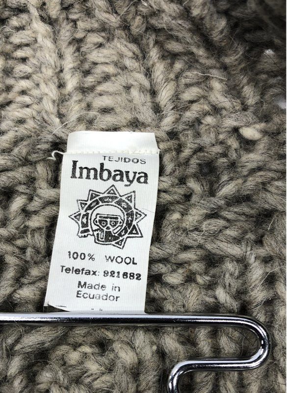 Vintage Tejidos Imbaya Women's Gray Cable Chunky Knit Wool Cardigan Sweater