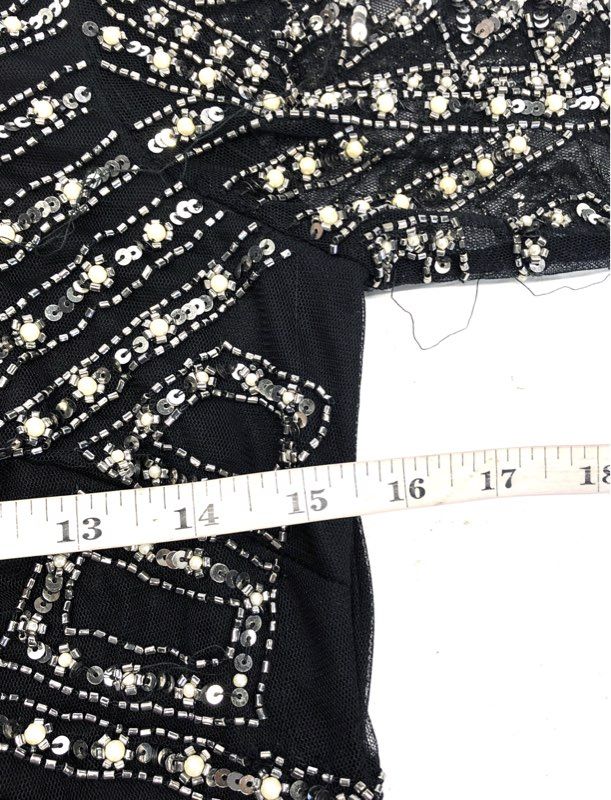 Gianni Bini Women's Dani Pearl Dress Black Beaded Sequin Mini Sz 4 NWT