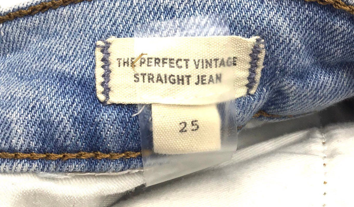Madewell Women's The Perfect Vintage Straight Jeans Light Wash Distressed Sz 25