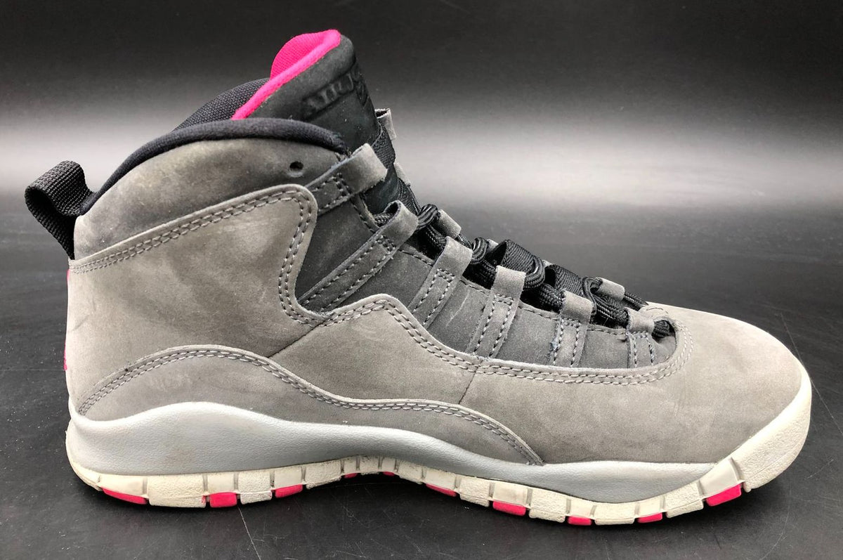 Nike Air Jordan 10 Retro GS &#39;Smoke Grey&#39; &amp; Black/Pink Sneakers - Size 5Y (+COA)