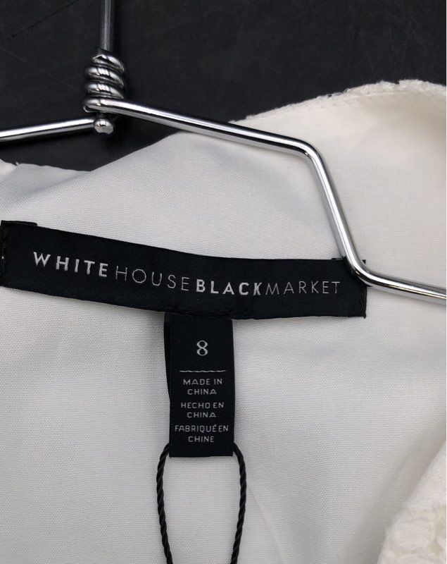 NWT White House Black Market Women's Ecru Bell Sleeve Lace Shift Dress - Size 8