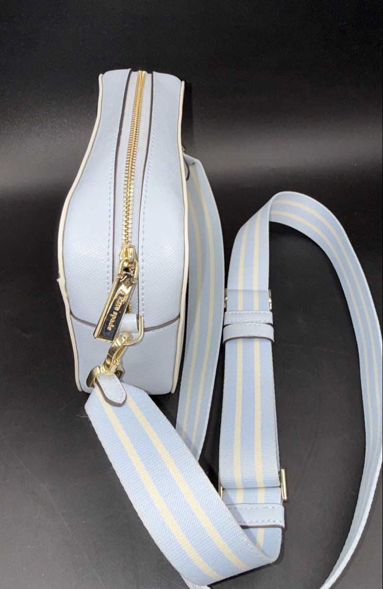 Kate Spade Blue Mint Green Saffiano Leather Crossbody Camera Bag Gold Hardware