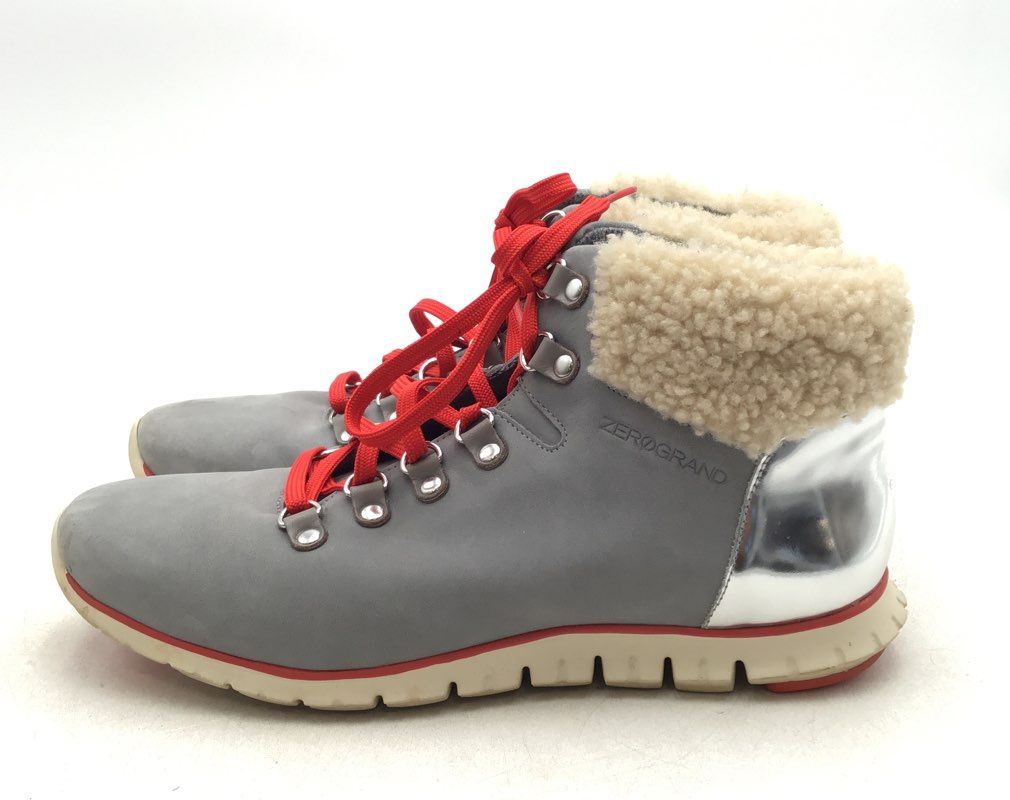 Cole Haan Women&#39;s Zerogrand W09836 Gray Waterproof Shearling Boots - Size 8.5B