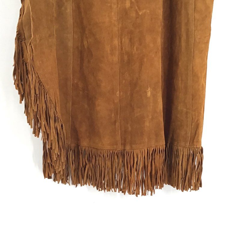 Women&#39;s Brown Fringe Hem Straight &amp; Pencil Skirt - Size Measured