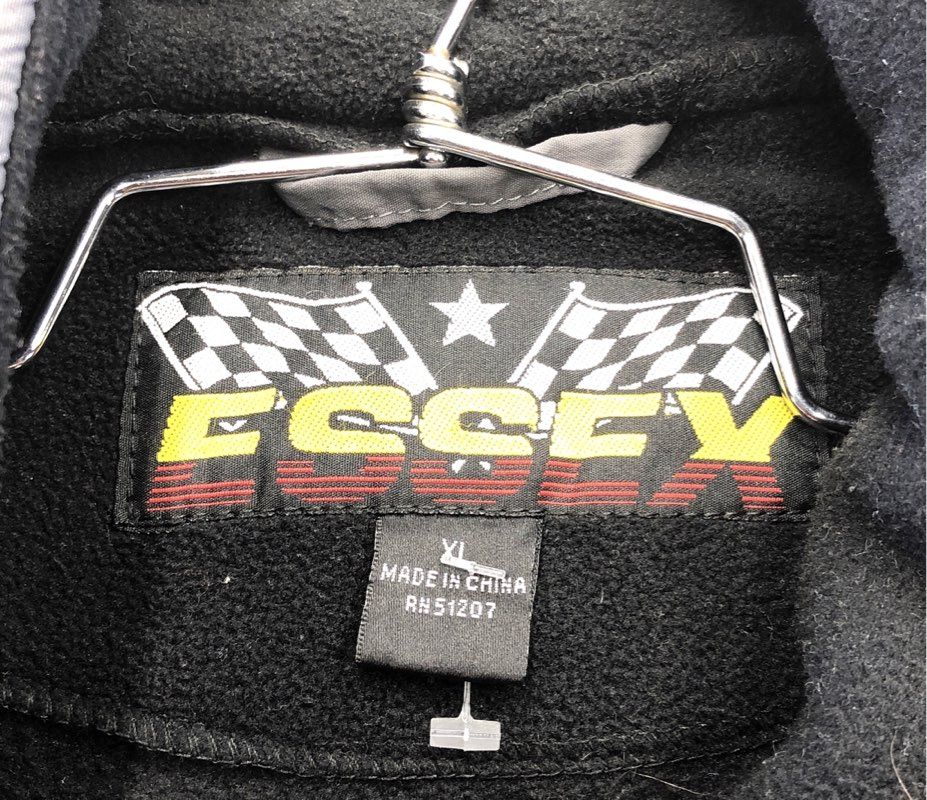 Essex NASCAR Men's Fleece Jacket Black Gray Colorblock Full Zip Size XL