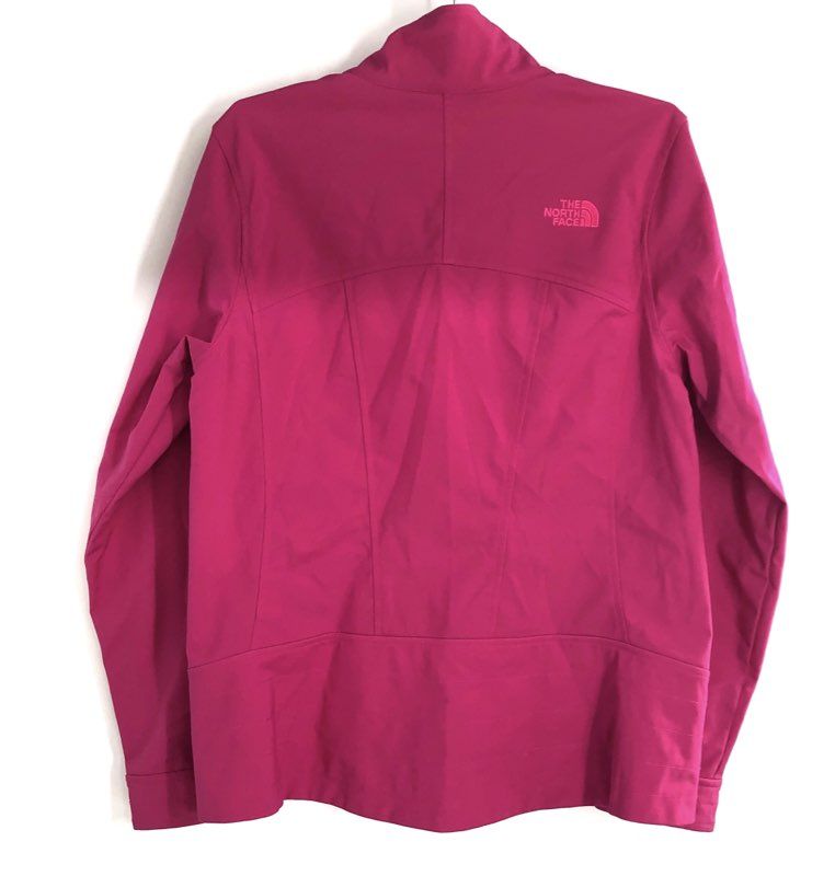 The North Face Women's Pink WindWall Softshell Full Zip Jacket Snap Neck Sz L