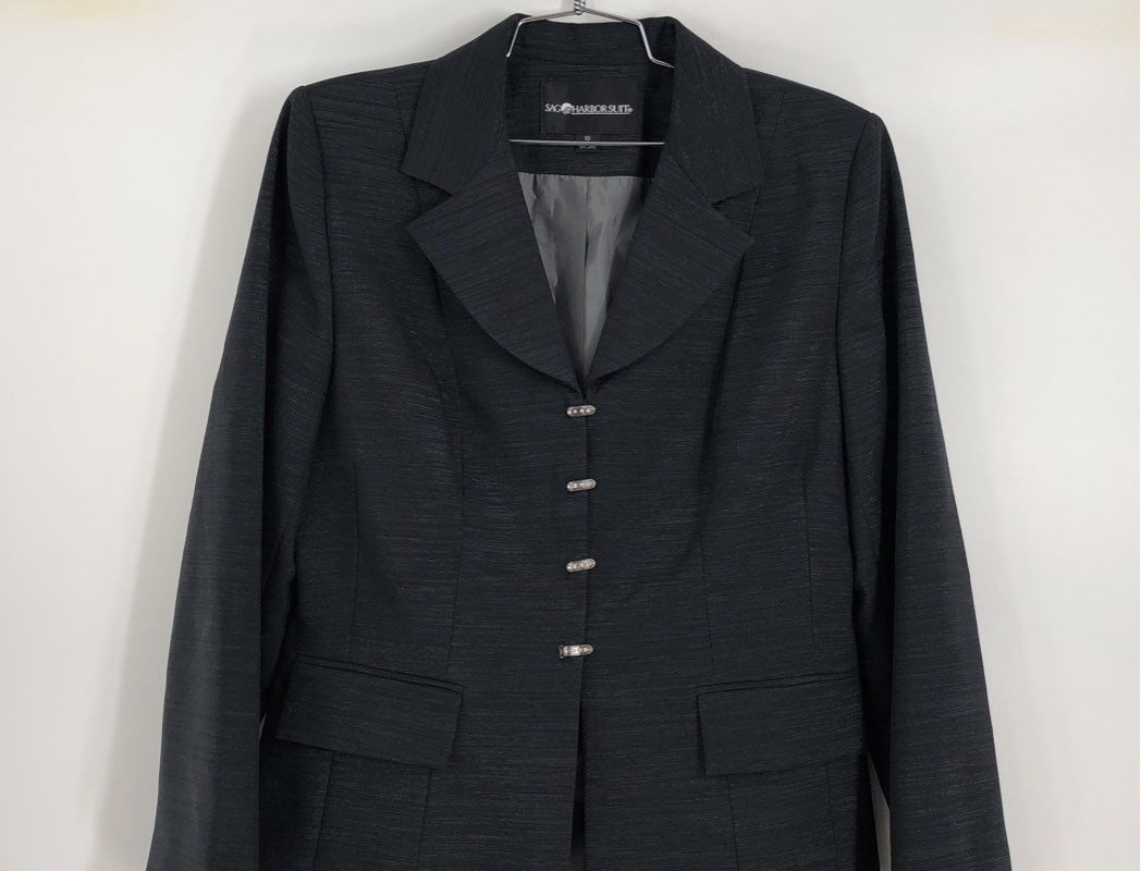 NWT Sag Harbor Women&#39;s Black Notch Lapel Single-Breasted Blazer - Size 10