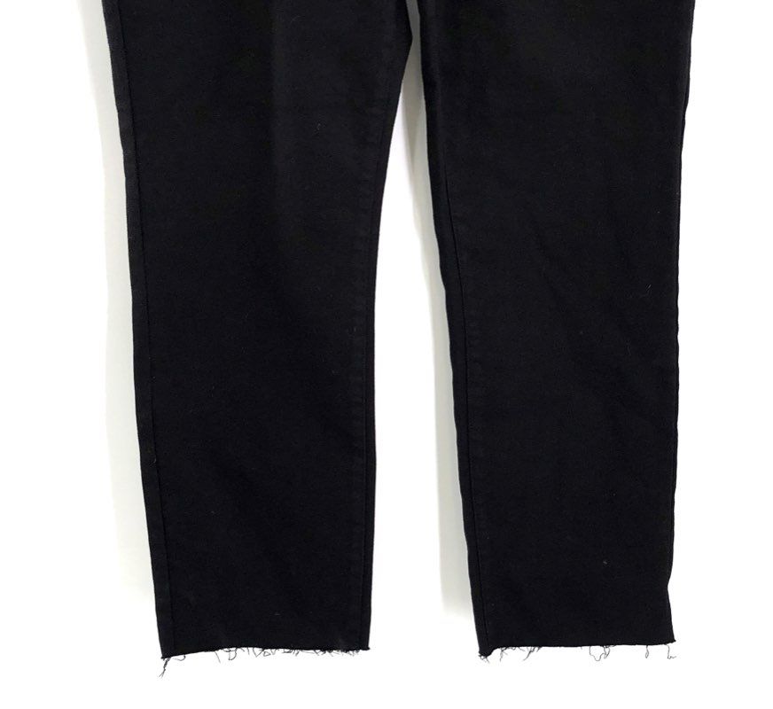 NIC+ZOE Women's Black Mid Rise Straight Leg Frayed Hem Denim Jeans Sz 32 NWT