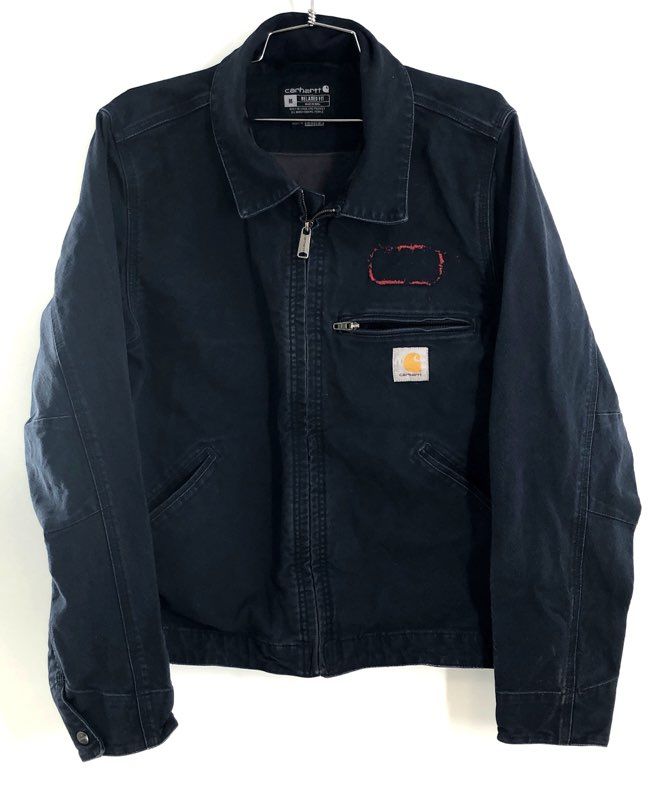 Carhartt Men's Navy Blue Rugged Flex Relaxed Fit Detroit Style Work Jacket Sz M