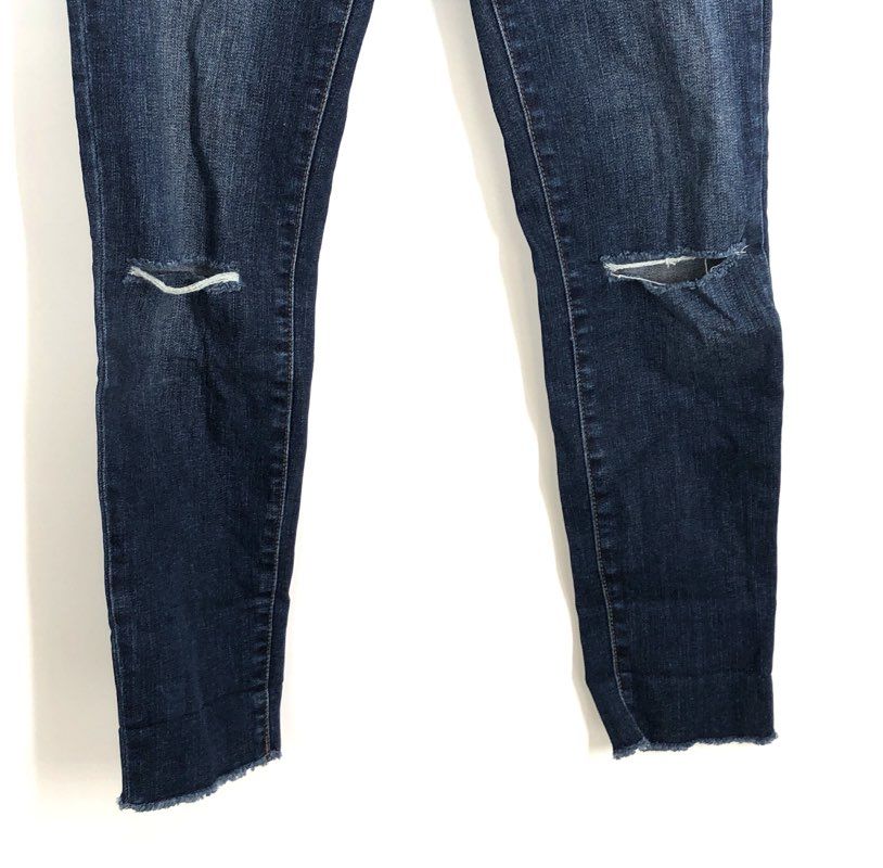 The Impeccable Pig Women's Dark Blue Distressed High Rise Skinny Jeans Sz 26