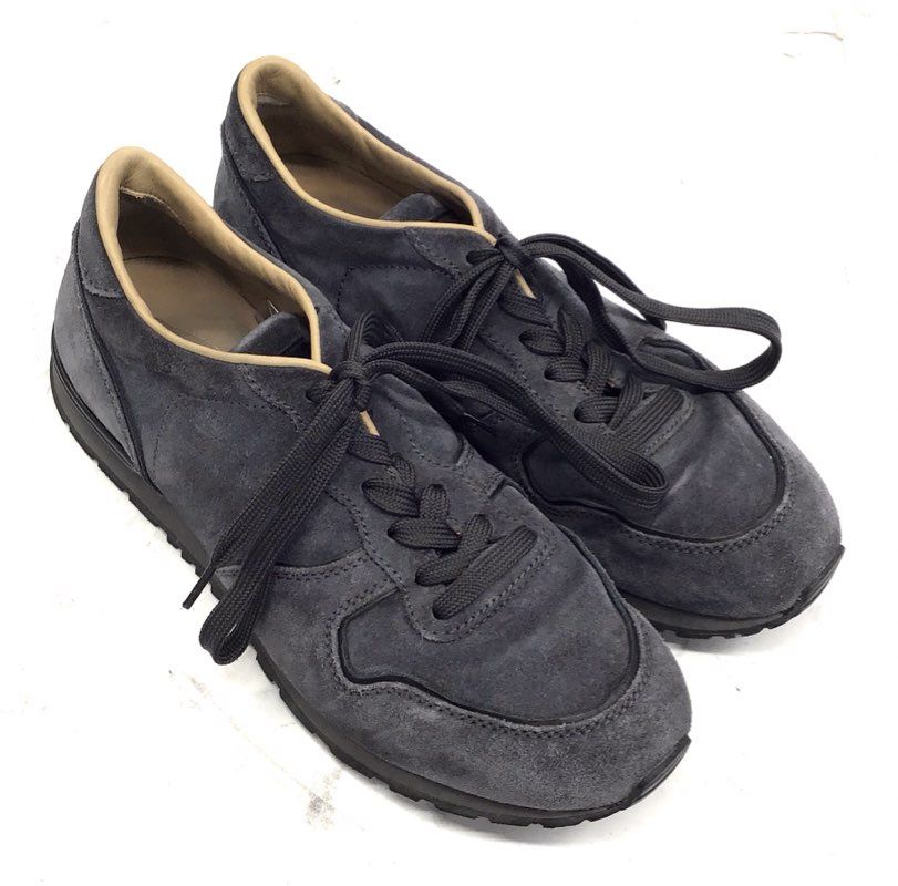 Tod's Men's Grey Suede Low Top Sneakers Gommino Pebble Heel Size 7.5