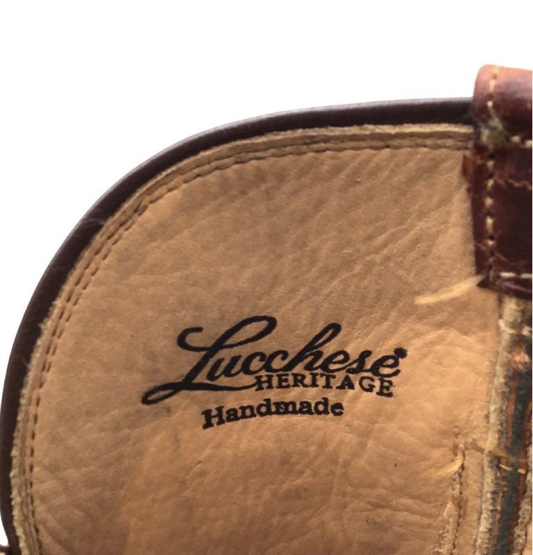 Lucchese Heritage Brown Elephant Leather Square Toe Cowboy Boots Men's Size 9 D