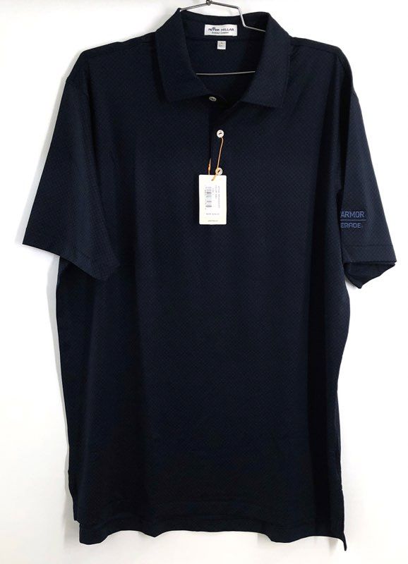 Peter Millar Men's Navy Blue Geometric Summer Comfort Polo Shirt NWT Sz L