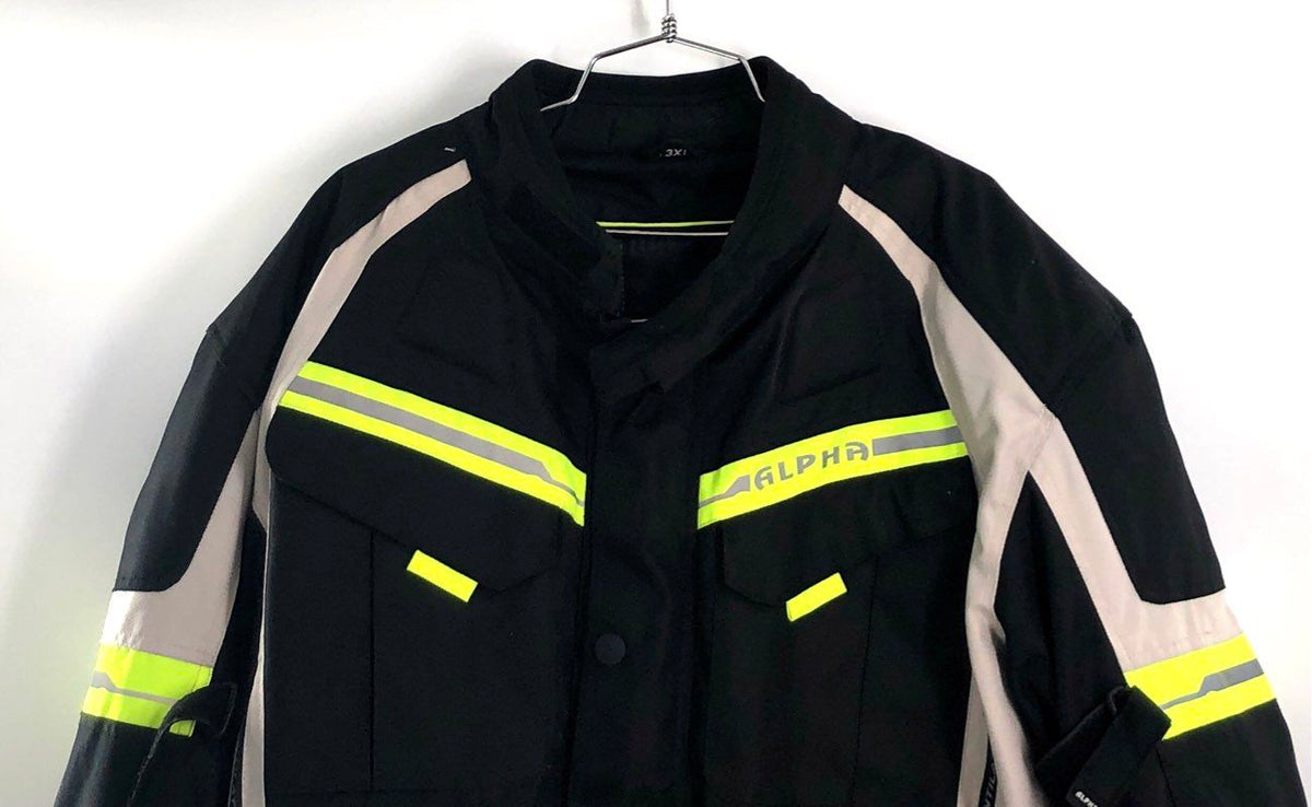 Alpha Cycle Gear Men's Black Grey Hi-Vis Motorcycle Riding Jacket Sz 3XL