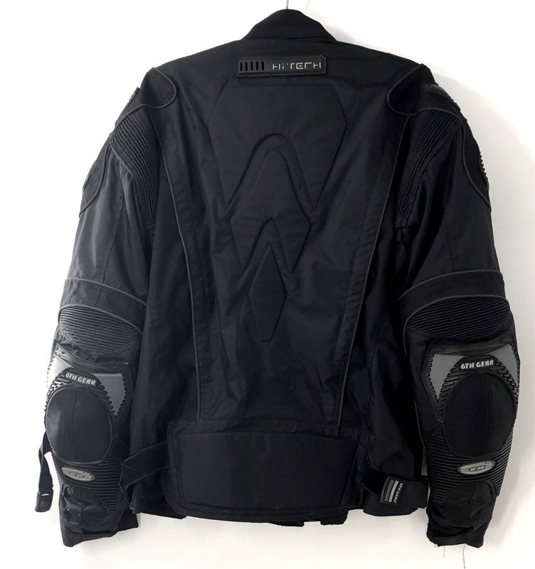 6th Gear Men's Black Speedtec Padded Armor Racing Motorcycle Jacket Size XL