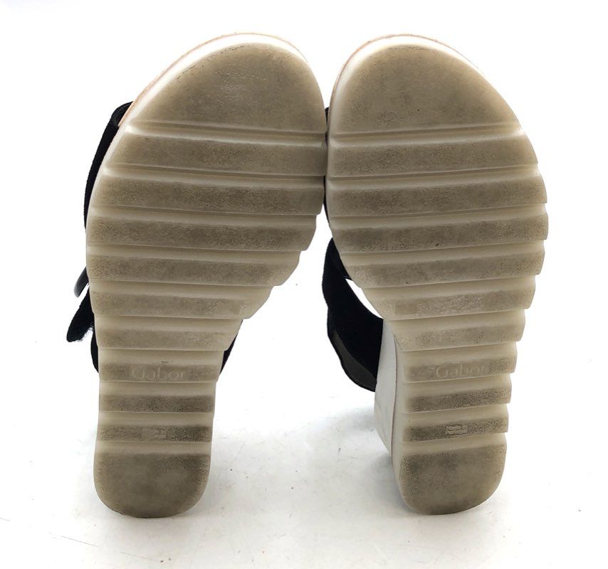 Gabor 84.645 Best Fitting Black Suede Platform Wedge Slingback Sandals Size UK 7