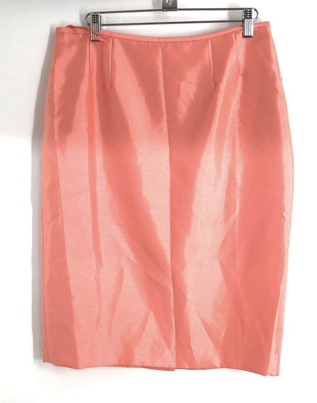 LeSuit Women's 2-Piece Blazer Skirt Suit Apricot Orange Ruffle Sz 4 NWT