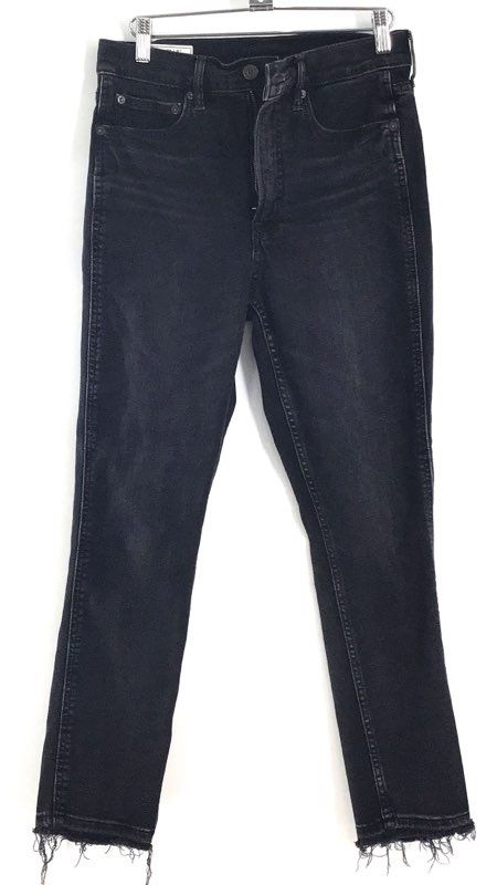 Gap Women's Black Vintage Slim High Rise Jeans Raw Hem Cropped Sz 28/6