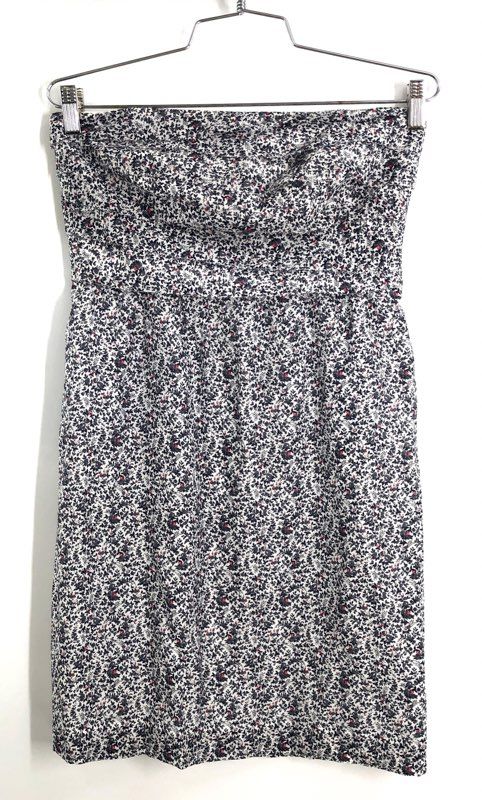 J.Crew Women's Strapless Floral Cotton Silk Blend Tiered Dress Blue NWT Sz 4