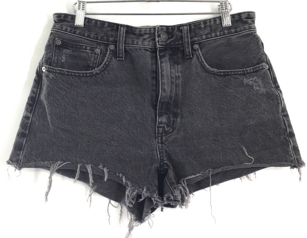 Madewell Women's High-Rise Denim Shorts Lot of 2 Black Gray Raw Hem Sz 28