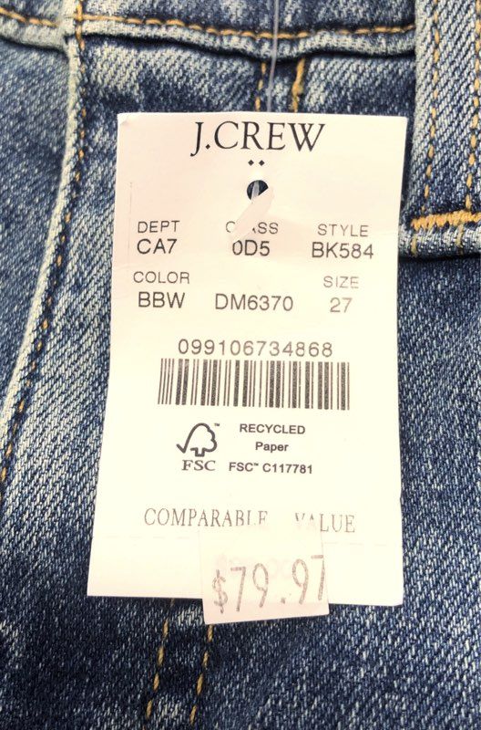 J.Crew Women's 9" Mid-Rise Skinny Jeans Blue NWT Size 27