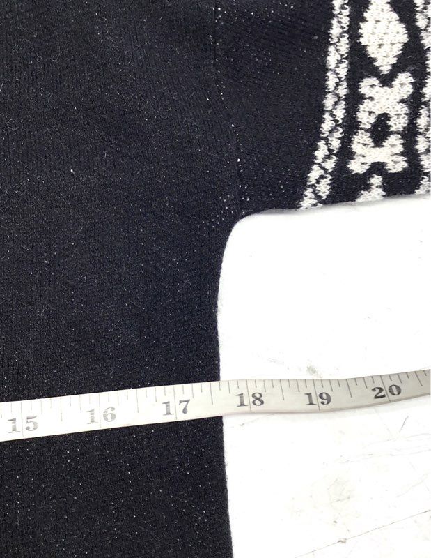 Vertigo Paris Women's Black White Geometric Open Front Longline Cardigan Sz S