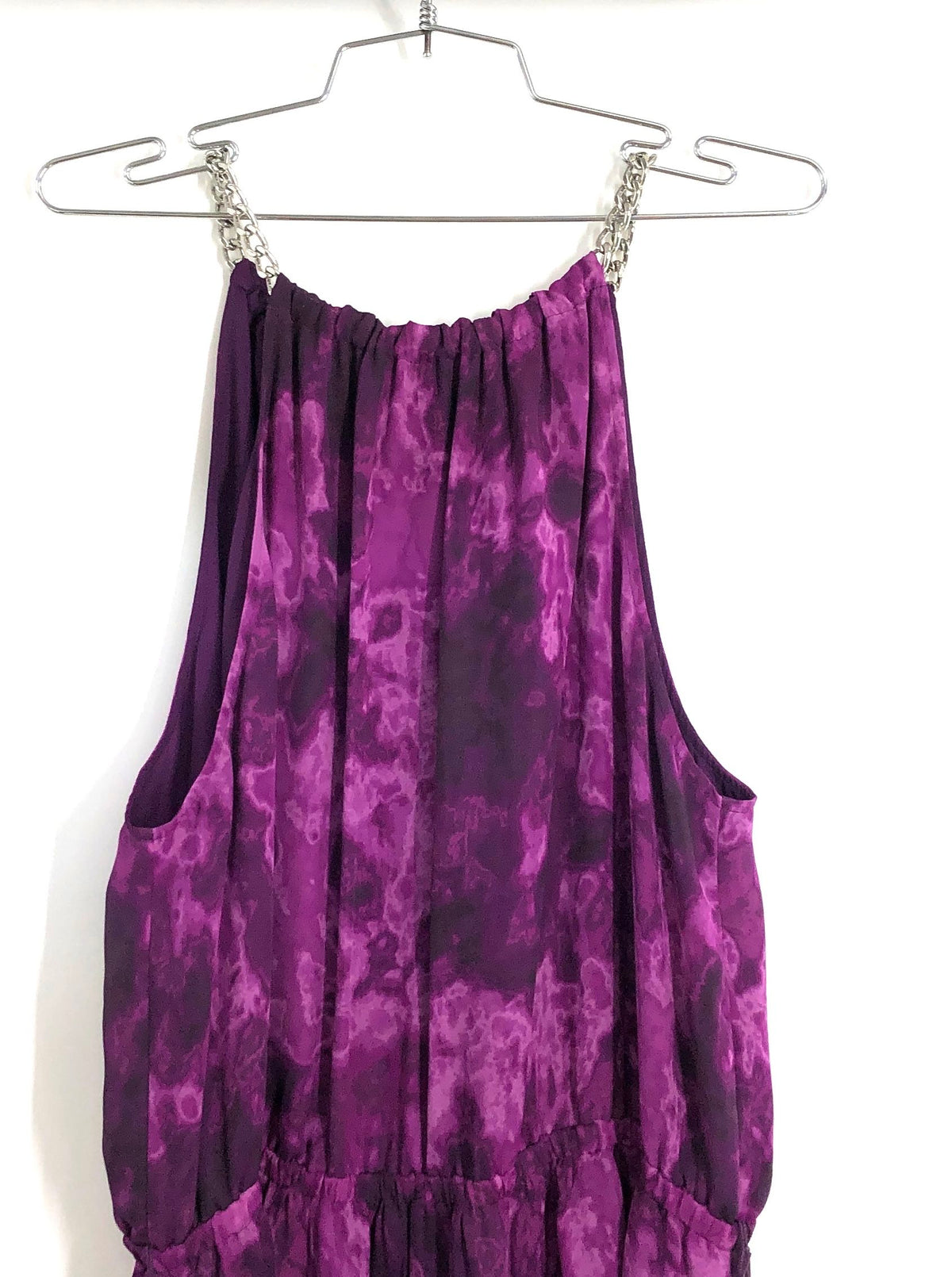 Michael Kors Women's English Violet Chain Halter High Low Dress Sz 14 NWT