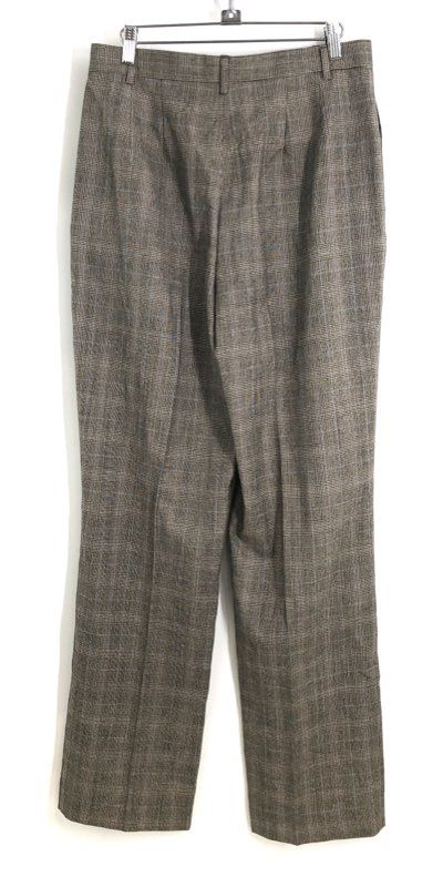 Barry Bricken Women's Brown Multi Plaid 100% Wool Straight Leg Pants NWT Sz 10