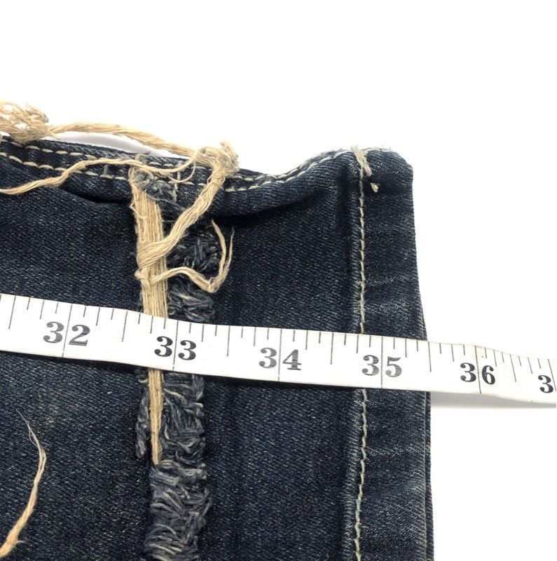 Taker Men's Skinny Fit Jeans Distressed Frayed Tiered Fringing Dark Wash 36x32