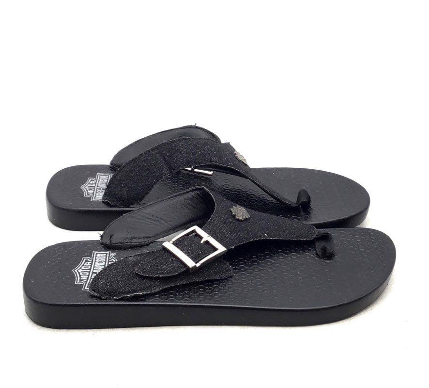 Harley-Davidson Women&#39;s Black Slip-On Casual Thong Sandals - Size 6